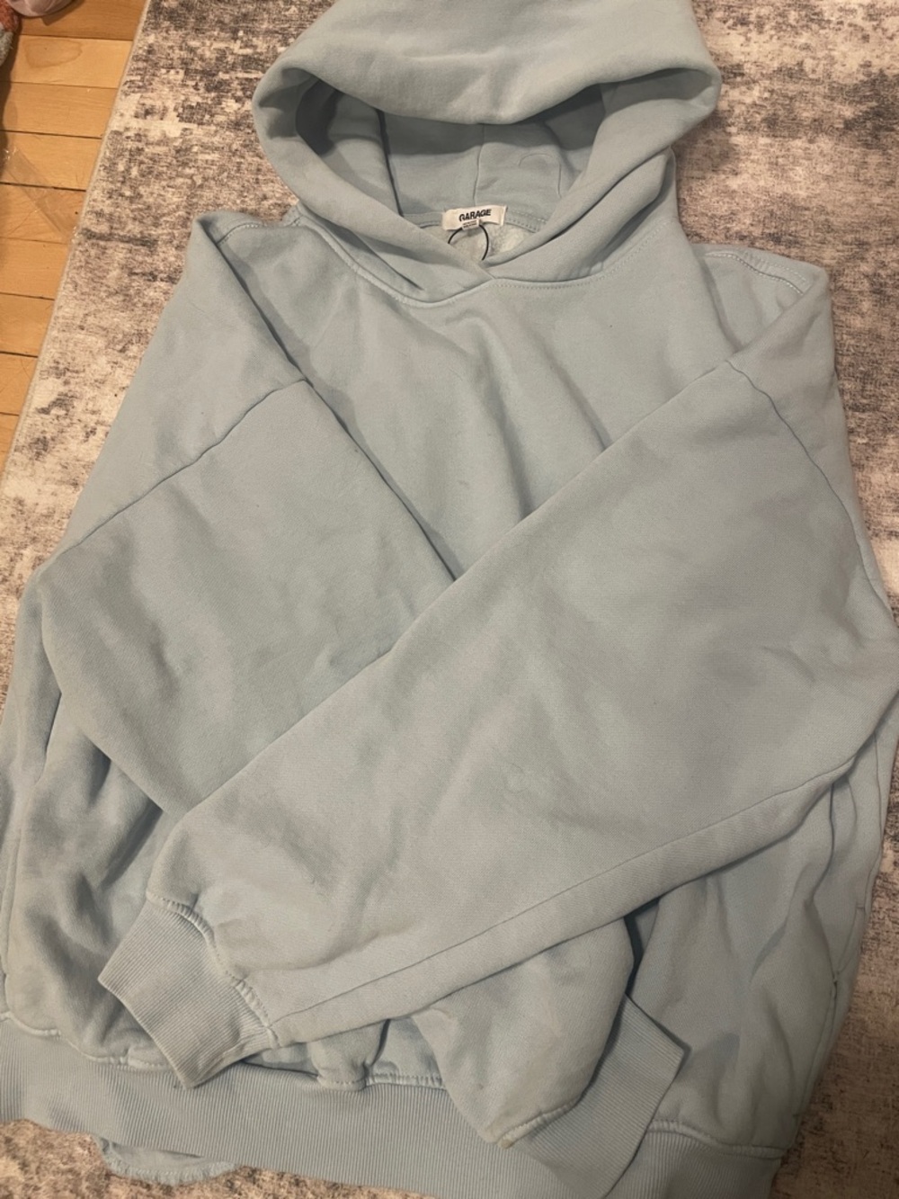 Garage Pale Blue Cozy Hooded Sweatshirt